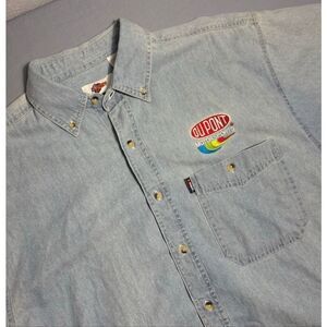 Chase Authentics Mens XL Button Down Denim Shirt Jeff Gordon Short Sleeve Blue